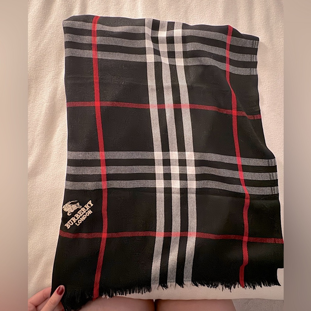 Burberry plaid fringe scarf